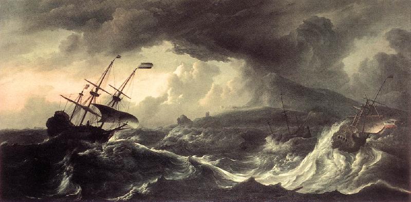BACKHUYSEN, Ludolf Ships Running Aground in a Storm  hh Germany oil painting art